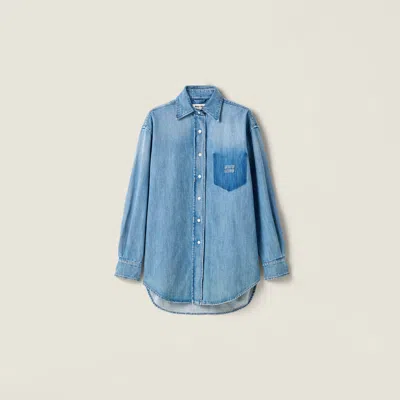 Miu Miu Denim Oversized Button-down Shirt In Blue
