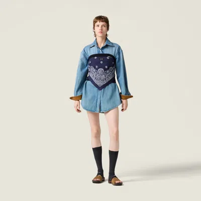 Miu Miu Denim Oversized Button-down Shirt In Blue