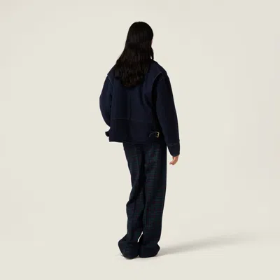 Miu Miu Washed Wool Cloth Blouson Jacket In Blue