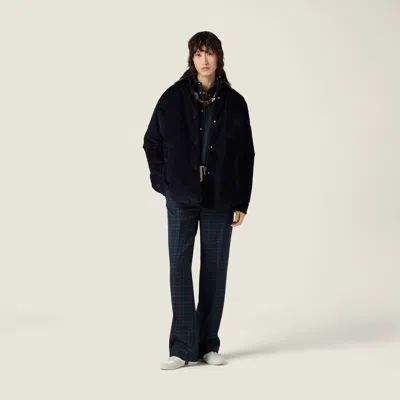 Miu Miu Corduroy Down Jacket Featuring Chest Pocket In Black