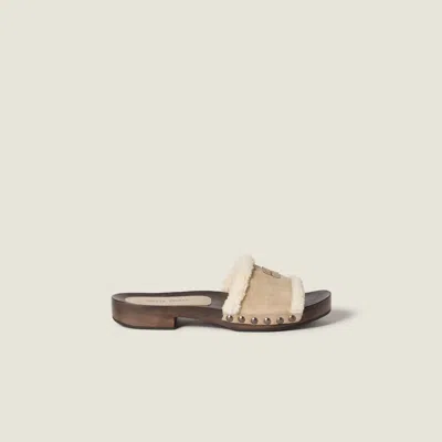 Miu Miu Suede Clog Sandals In Multi