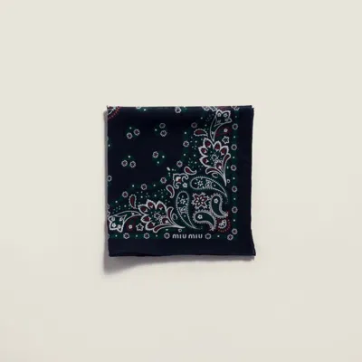 Miu Miu Printed Wool And Cashmere Scarf In Black