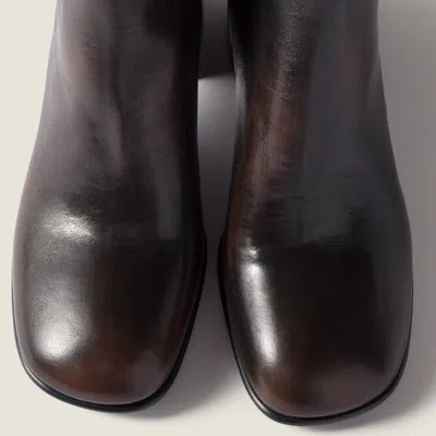 Miu Miu Block-heel Leather Boots In Brown