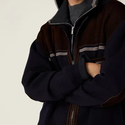 Miu Miu Wool And Leather Zipper Cardigan In Black