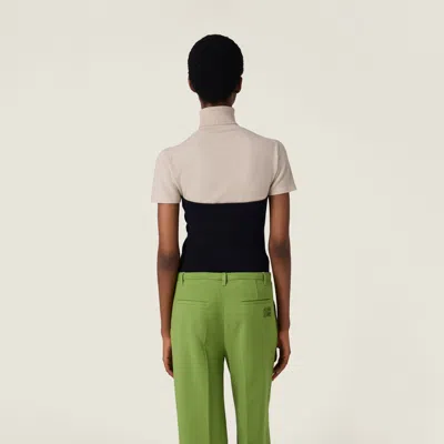 Miu Miu Sandy Colored Turtleneck Sweater In Cashmere In White