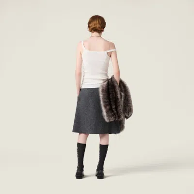 Miu Miu Pointelle V-neck Tank Top In White