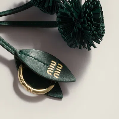 Miu Miu Trick Leather Keyring In Green