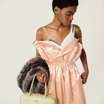 Miu Miu Satin Triangle Bra Adjustable Straps In Brown