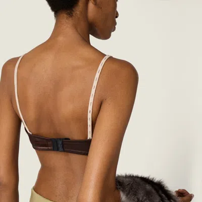 Miu Miu Satin Triangle Bra Adjustable Straps In Brown