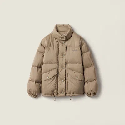 Miu Miu Medium-weight Technical Pongé Down Jacket In Gray