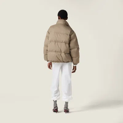 Miu Miu Medium-weight Technical Pongé Down Jacket In Gray