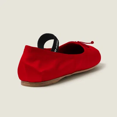 Miu Miu Satin Ballerinas Featuring Bow Detail In Red