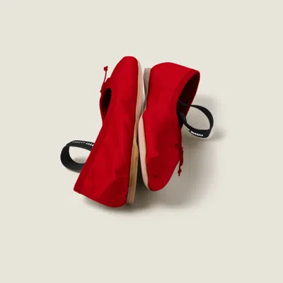Miu Miu Satin Ballerinas Featuring Bow Detail In Red