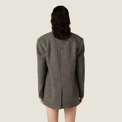 Miu Miu Single-breasted Chevron Jacket In Gray