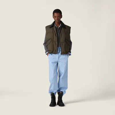 Miu Miu Technical Pongé Down Vest In Green