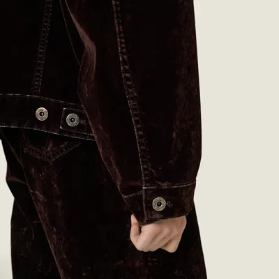 Miu Miu Flocked Chambray Jacket In Burgundy