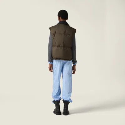 Miu Miu Technical Pongé Down Vest In Green