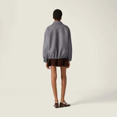 Miu Miu Double Cashmere Blouson Jacket In Gray