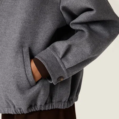 Miu Miu Double Cashmere Blouson Jacket In Gray