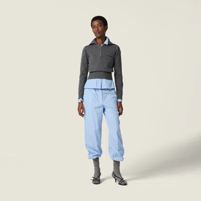 Miu Miu Quarter-zip Cashmere Crop Sweater In Gray