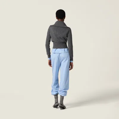 Miu Miu Quarter-zip Cashmere Crop Sweater In Gray