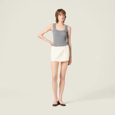 Miu Miu Scoop-neck Rib Knit Cotton Tank Top In Gray