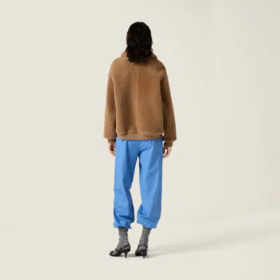Miu Miu Shearling Blouson Jacket In Brown
