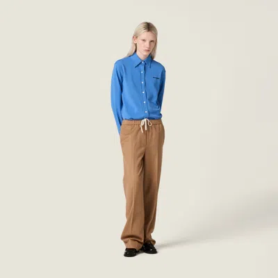 Miu Miu Camel Hair Drawstring Pants In Gold