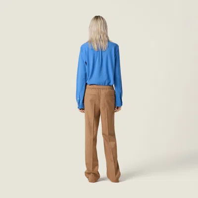 Miu Miu Camel Hair Drawstring Pants In Gold