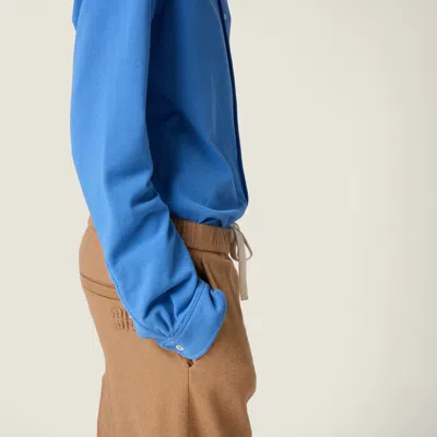 Miu Miu Camel Hair Drawstring Pants In Gold