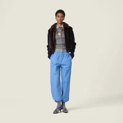 Miu Miu Shearling And Knit Blouson Jacket In Brown