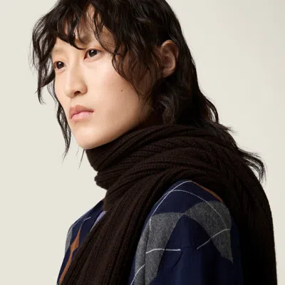 Miu Miu Logo-intarsia Cashmere Scarf In Brown