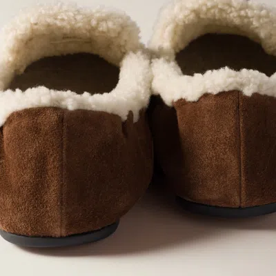 Miu Miu Suede Loafers With Flat Rubber Sole In Brown