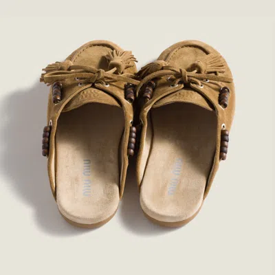 Miu Miu Beaded Tassel Flat Mules In Multi
