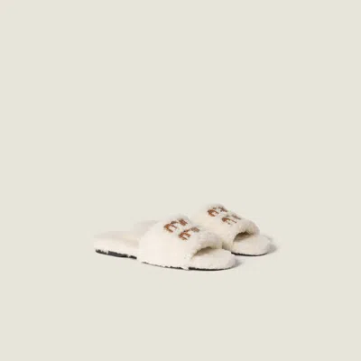 Miu Miu Shearling Slides In Multi