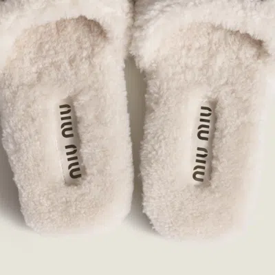 Miu Miu Shearling Slides In Multi