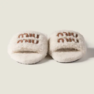 Miu Miu Shearling Slides In Multi