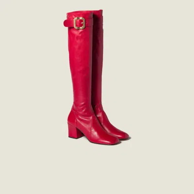 Miu Miu Nappa Leather Boots With Buckle In Multi