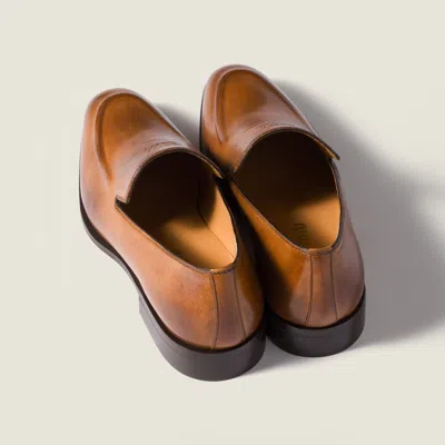 Miu Miu Embossed Logo Leather Mocassin Loafers In Animal Print