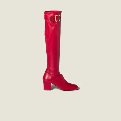Miu Miu Nappa Leather Boots With Buckle In Multi