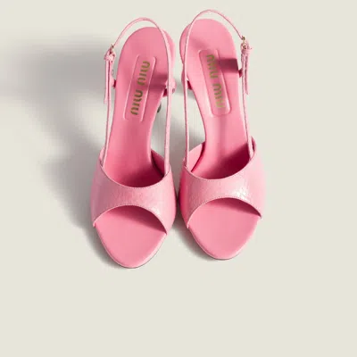 Miu Miu Ayer Snake Slingback Sandals In Pink