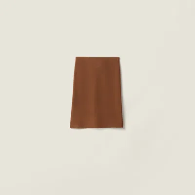 Miu Miu Diagonal Rib Silk Skirt In Brown