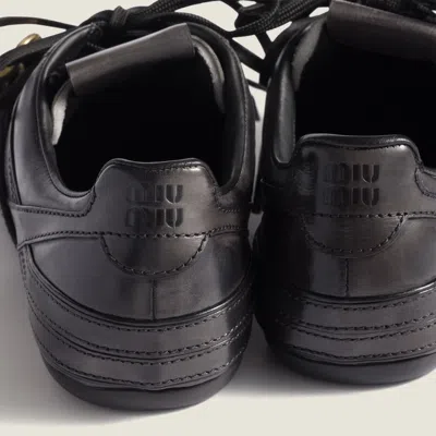 Miu Miu Leather Sneakers With Buckle In Black