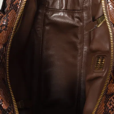 Miu Miu Beau Python-printed Ayers Leather Bag In Brown