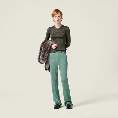 Miu Miu Lurex Pants In Green