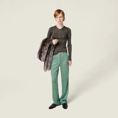 Miu Miu Lurex Pants In Green