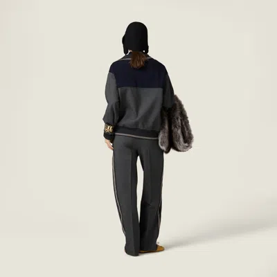 Miu Miu Knit Trousers With Side Stripe Detail In Black