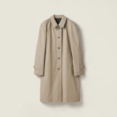Miu Miu Reversible Single-breasted Twill And Houndstooth Check Trench Coat In Gray