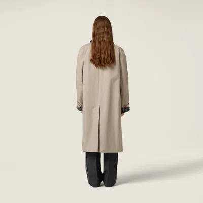 Miu Miu Reversible Single-breasted Twill And Houndstooth Check Trench Coat In Gray