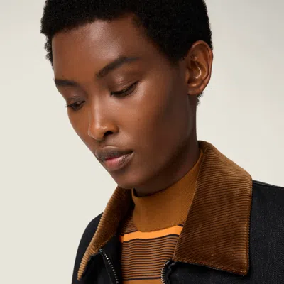 Miu Miu Logo-patch Zipped Denim Padded Jacket In Blue